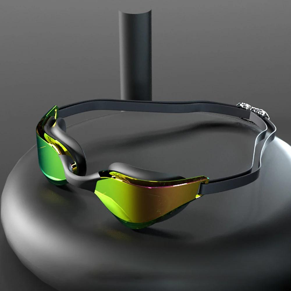 

Профессиональные противотуманные очки для плавания с широкоугольным объективом HD, летние взрослые регулируемые очки для плавания с переносицей, плавательное снаряжение