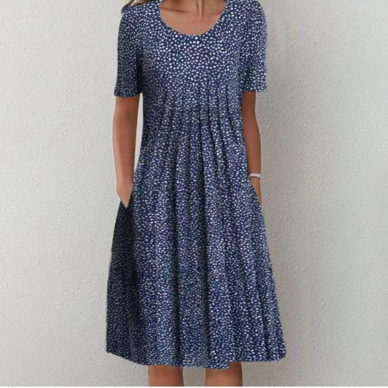 

Printed round Neck Pocket Mid Length Dress Print round Neck Pocket Dress Element 30 5XL