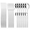 24Pcs Gold Tableware Set Stainless Steel Flatware Dinnerware Spoon Knife Fork Dinner Cutlery Set Western Kitchen Silverware