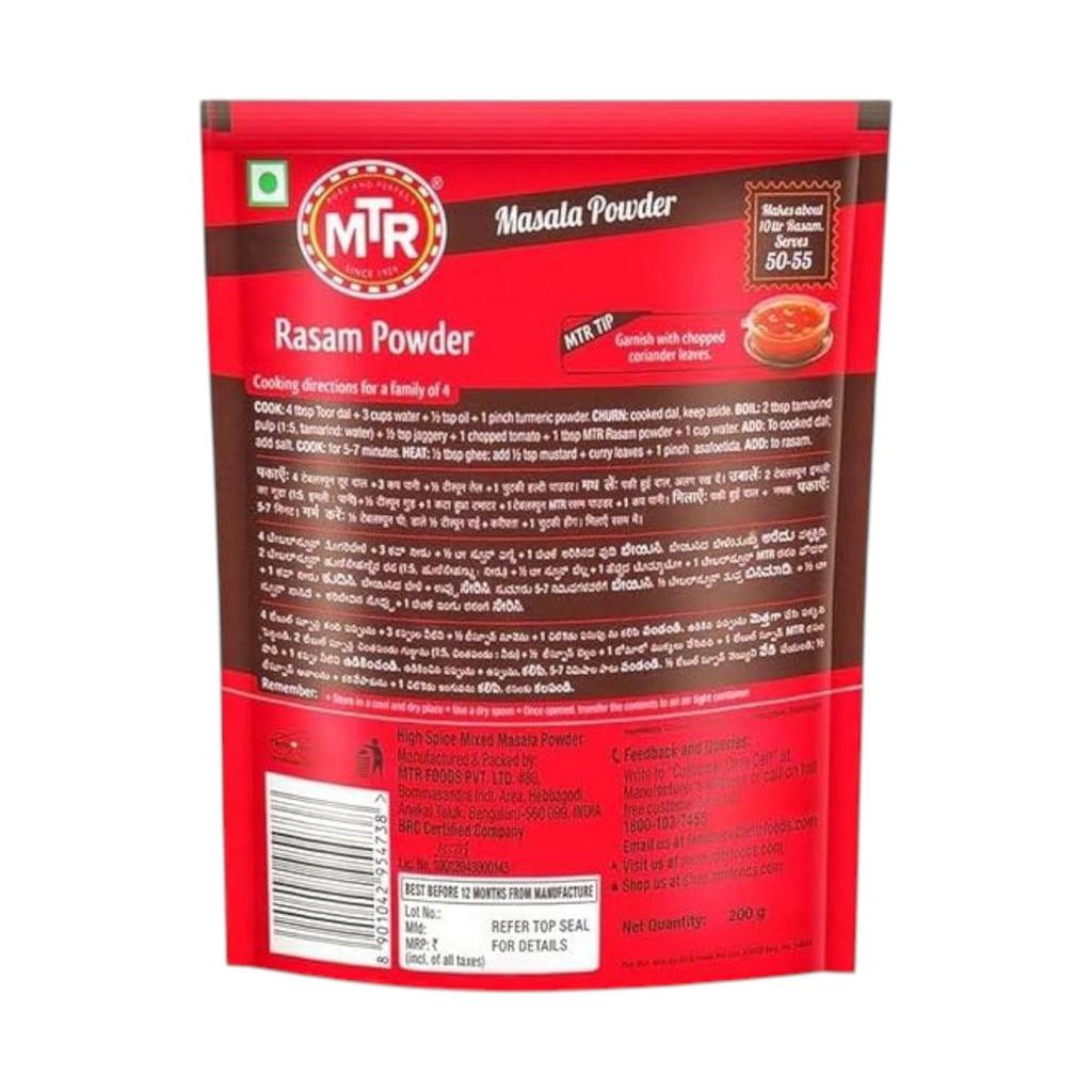 MTR Rasam Powder 200g Pack Of 1 Authentic South Indian Spiced Soup Masala Easy Cooking