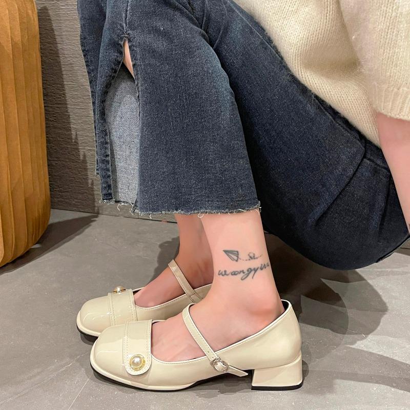 

Модные туфли Мэри Джейн с квадратным носком и высоким каблуком, летние женские туфли с мелким вырезом, дизайнерские туфли для платья, элегантные туфли-лодочки, женские 40 белый