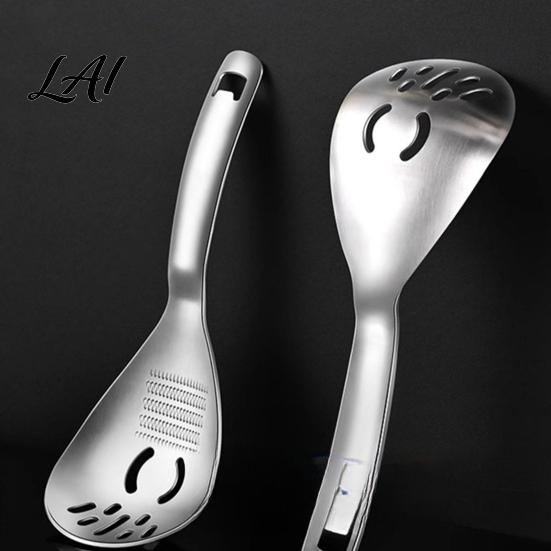 Efficient Food Prep Grinder Stainless Steel Slotted Spoon with Bottle Opener & Ginger Grater Fine Tooth Handheld Vegetable Puree Maker Manual