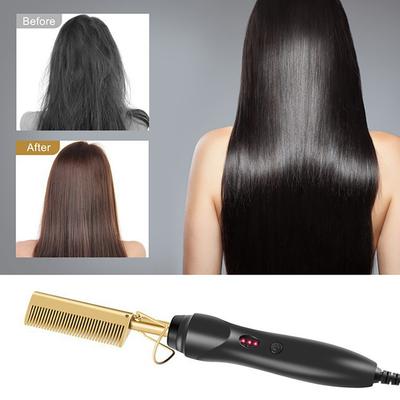 US/EU/UK Plug 2-in-1 Straightening & Curling Comb Fast Heating Hair Brush Frizz Control Salon Quality Beauty Girl Hair Styling Tool