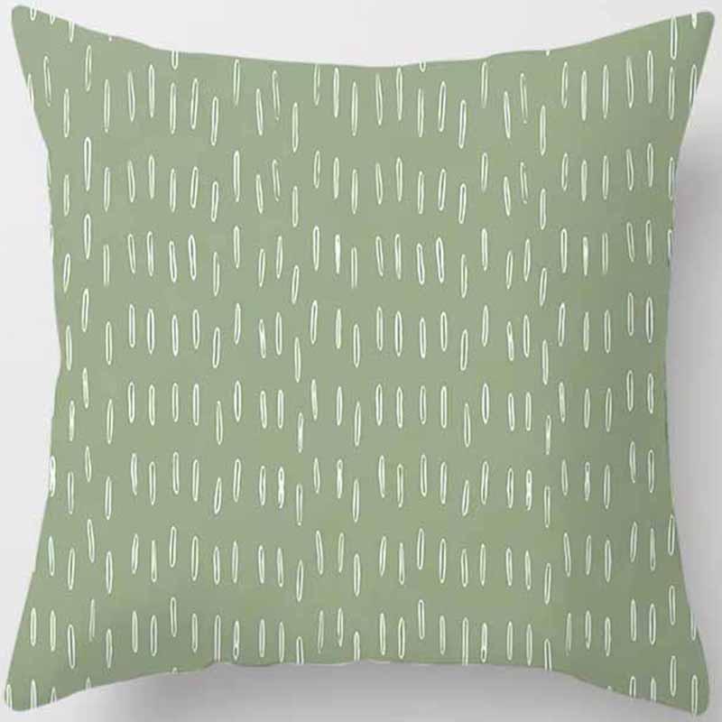 Green-tone Printed Square Pillowcase, Home Decoration, Car Sofa Cushion Cover