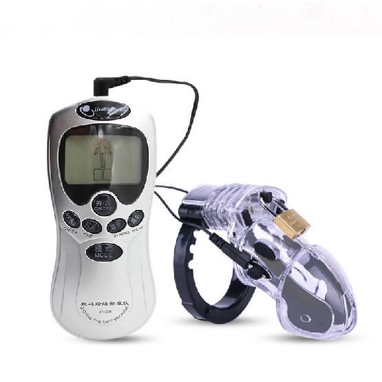 Electric Shock Pulse Men's Plastic Silicone Chastity Lock Alternative Toys Sex Adult Supplies