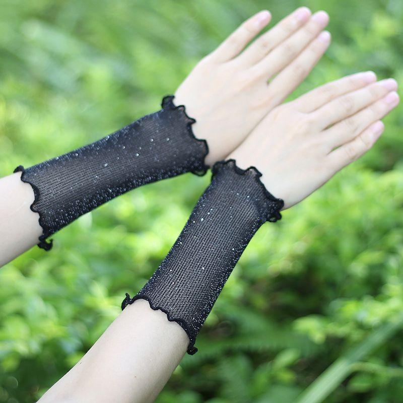 

Mesh Wrist Guard Female Scar Cover up Tattoo Ice Silk Elbow Pad Arm Arm Oversleeve Sun Protection Summer Thin Oversleeve Autumn Black (15cm) One size