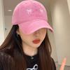 Korean Bow Embroidered Baseball Cap For Women Girl Washed Cotton Summer Outdoor Sunscreen Hat Solid Color Adjustable Hats