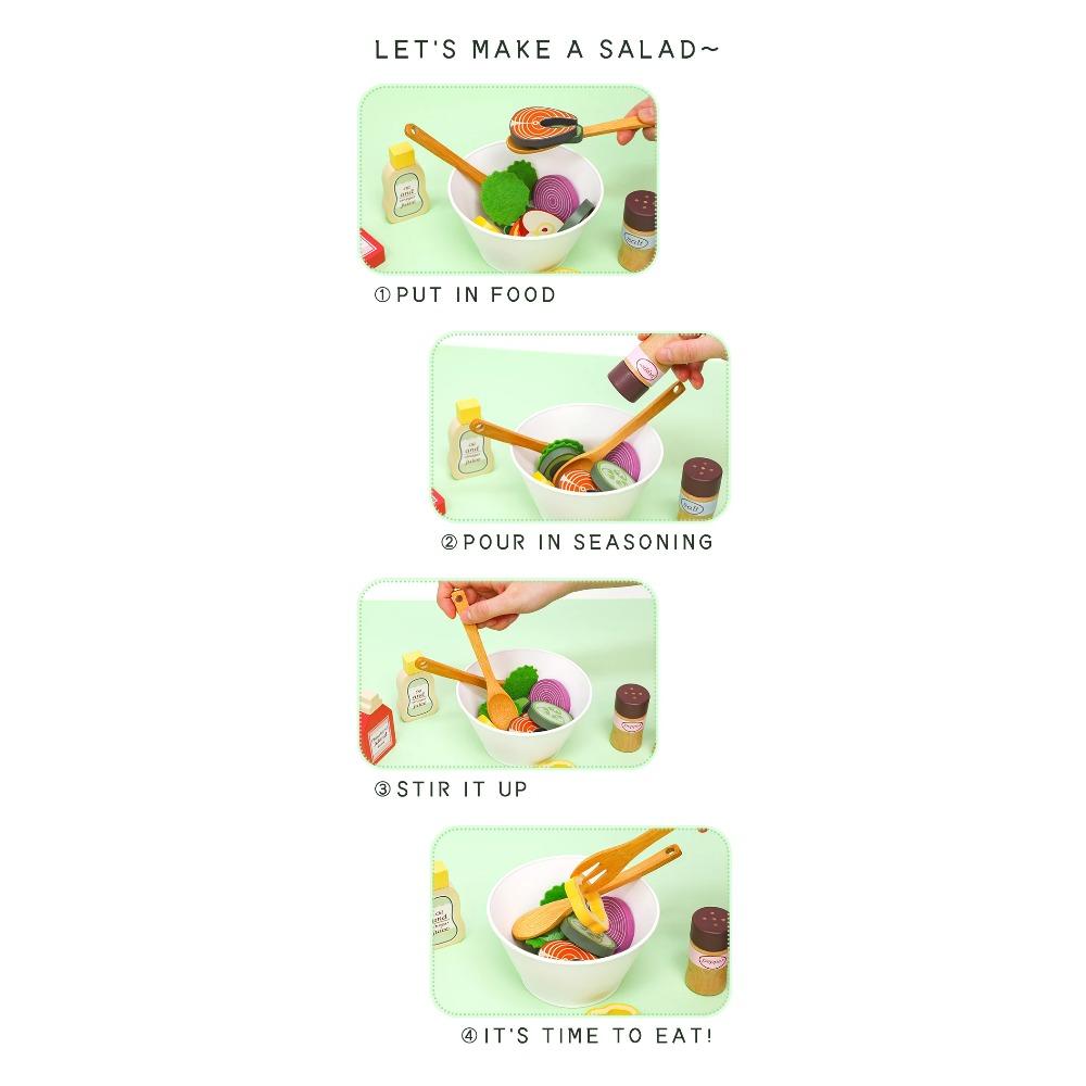Kitchen Pretend Play Toys Simulation Food Accessories Pizza Salad Dessert Set Educational Toy for Toddler 3+