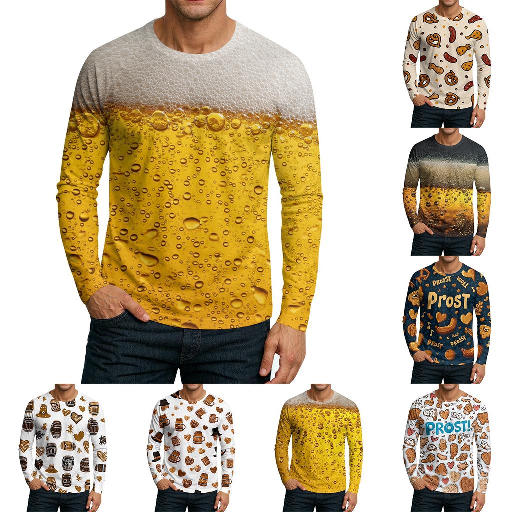 Herre Rund Hals Plunger Langermet T-skjorte Topp