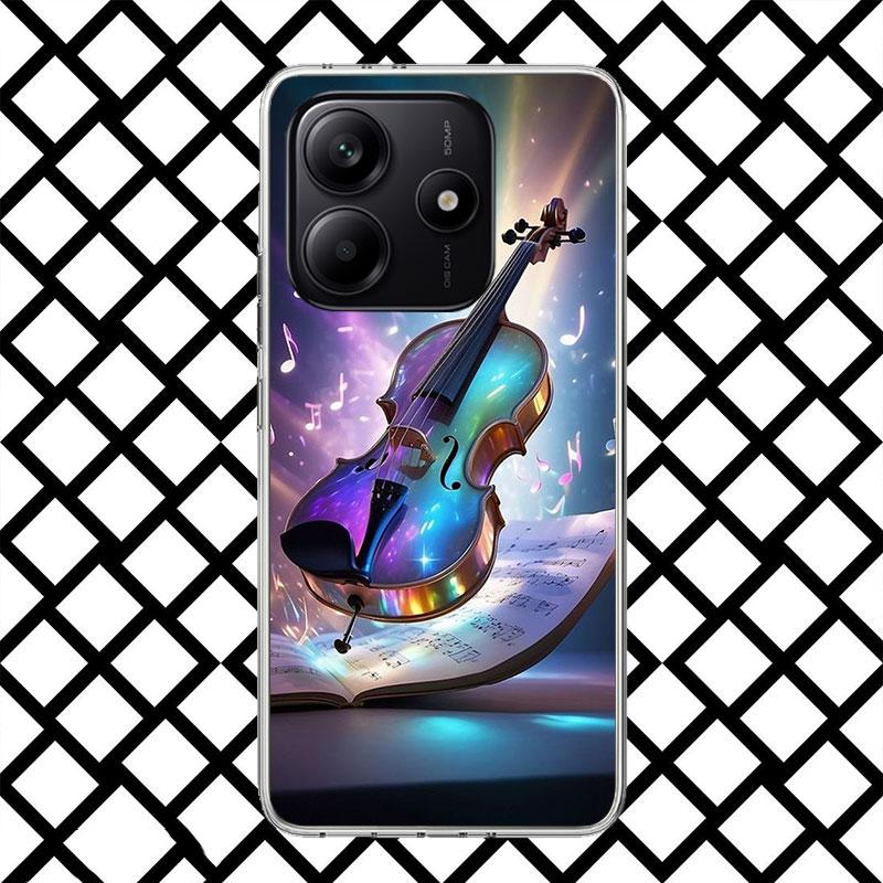 Music Violin Phone Case for Xiaomi Redmi Note 15 14 14S 13 12 12S 11 Pro Plus 11E 11T 11S 10S 5G Soft Cover Fundas Redmi Note 14