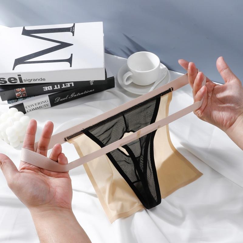 Men Summer Sexy Sexy Ice Screen Yarn Low Waist Thong Underwear