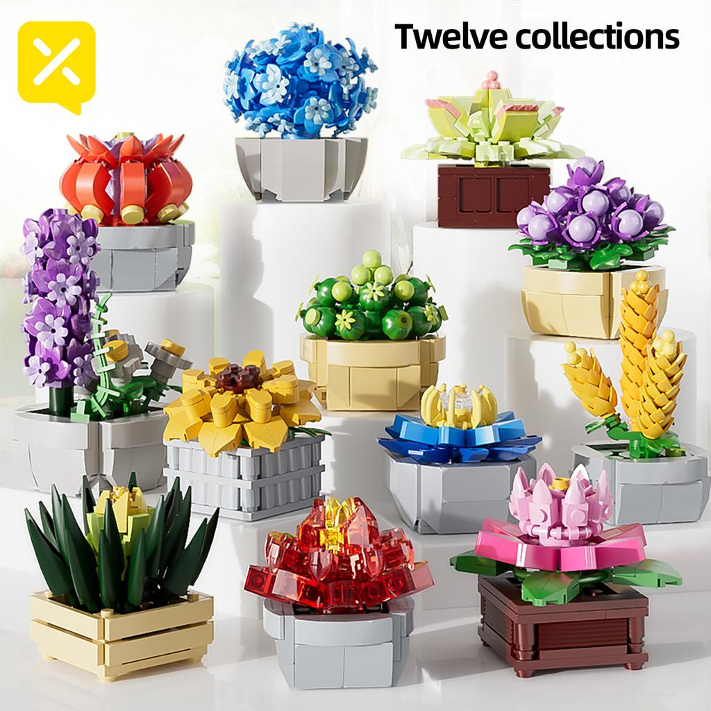 ToylinX Succulent Flower Potted 115PCS Building Blocks Toy Model Garden Kids And Adult  Festive Gifts Christmas Halloween Easter