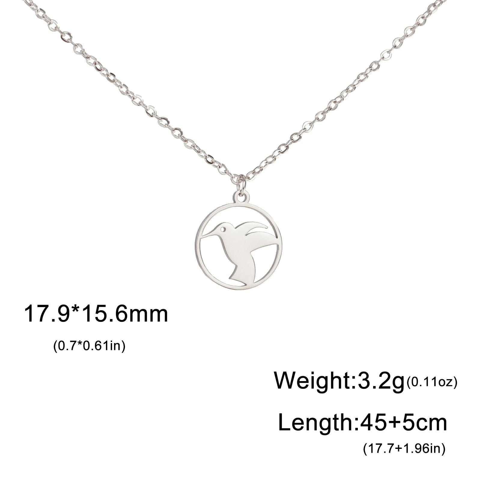 

Teamer Cute Kitten Cat Stainless Steel Necklace for Women Squirrel Bird Round Pendant Chain Choker Jewelry Mother s Day Gifts