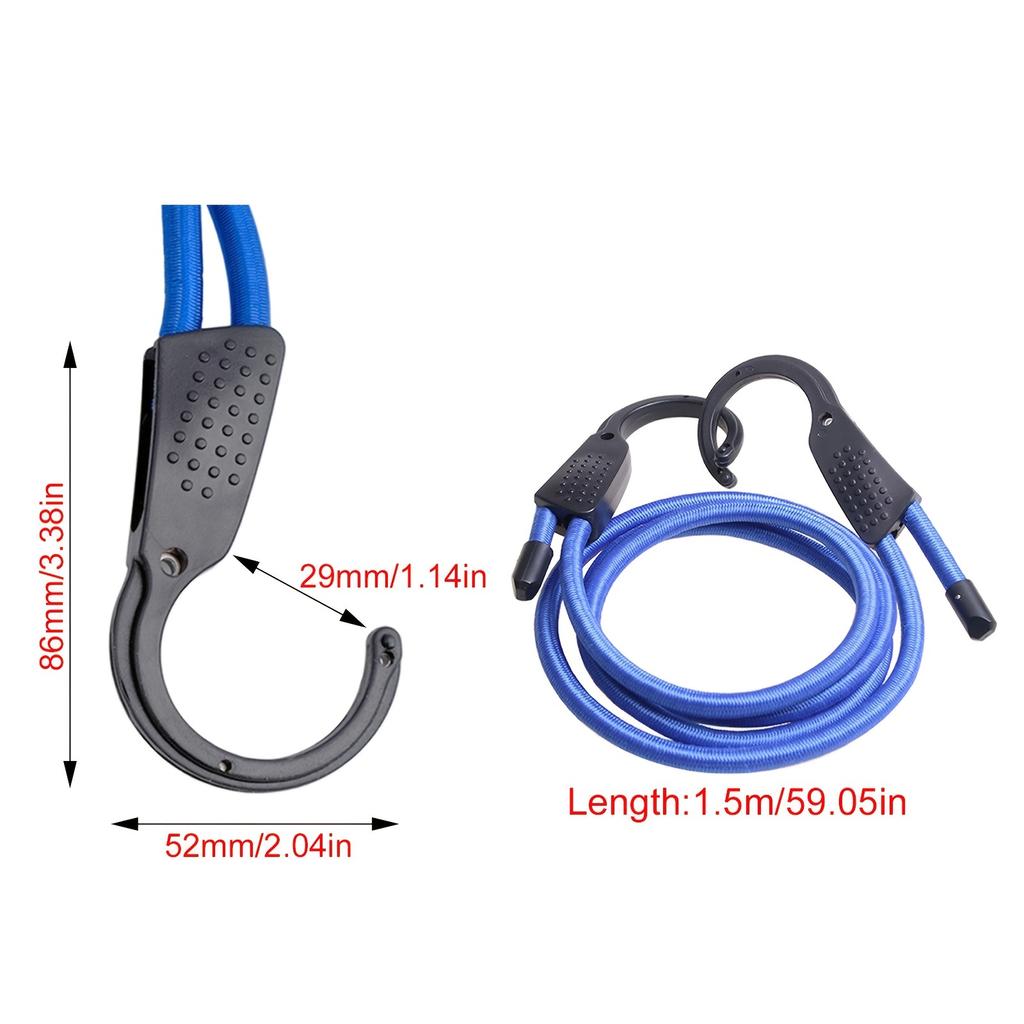 1.5m Elastic Strap Adjustable Tension Belt Car Clothesline Hook Cargo Luggage Lashing Buckle Rope for Motorcycle Travel