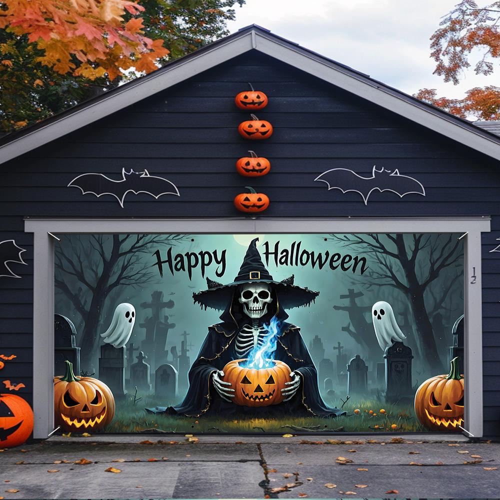 2D flat 2D door banner 2D flat Halloween garage door banner 200X45