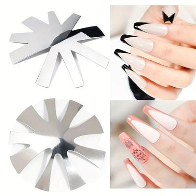 French Smile Cut V-Shape Nail Art Mold - Stainless Steel Manicure Edge Tool with French Design for Salon Quality Nail Art - Easy To Use and Durable