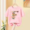 Girls T Shirt Custom Name Letter Combination Print Tshirt Flower Letter Font A B C D E F G Short Sleeve Kids Pink Tops