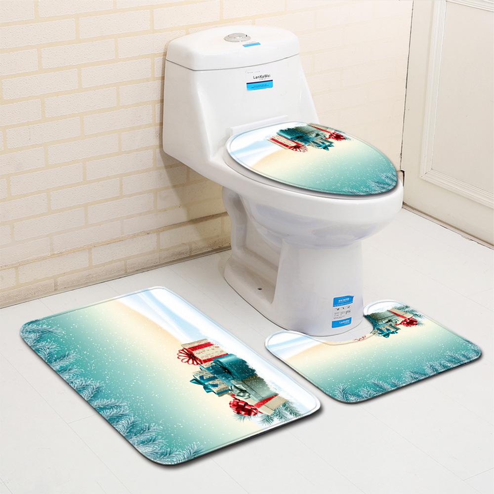 Christmas Bathroom Floor Mat Toilet Three-Piece Set