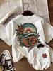 Vintage Tattoo Style Flower & Ocean Print Men T-shirt Cotton Casual Summer High Quality Streetwear Men's and Women's T Shirt