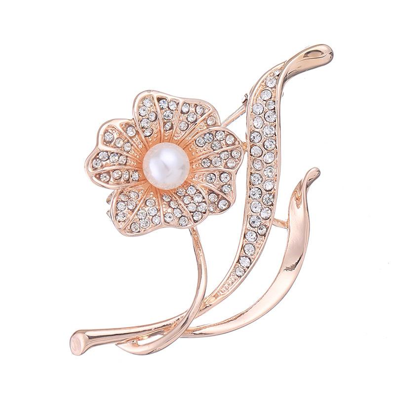 Crystalline Brooches Flower Pin Butterfly Pearl Ladies Pin Brooch Fine Rhinestones Set Pearl CorsageFlower Jewelry