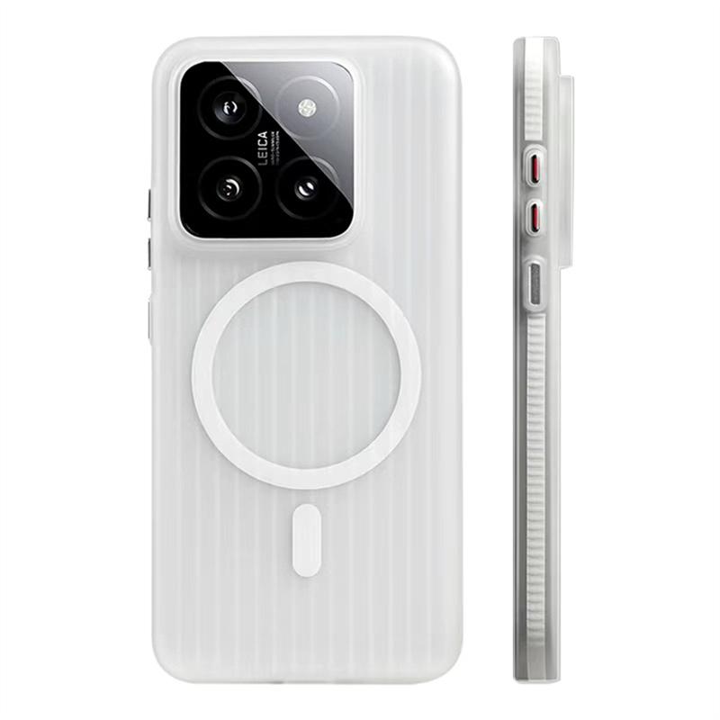 Magnetic Case For Xiaomi 15 14 13 Pro Mi 15 5G For MagSafe Matte Transparent Luggage Stripe Slim Back Cover Shockproof Bumper