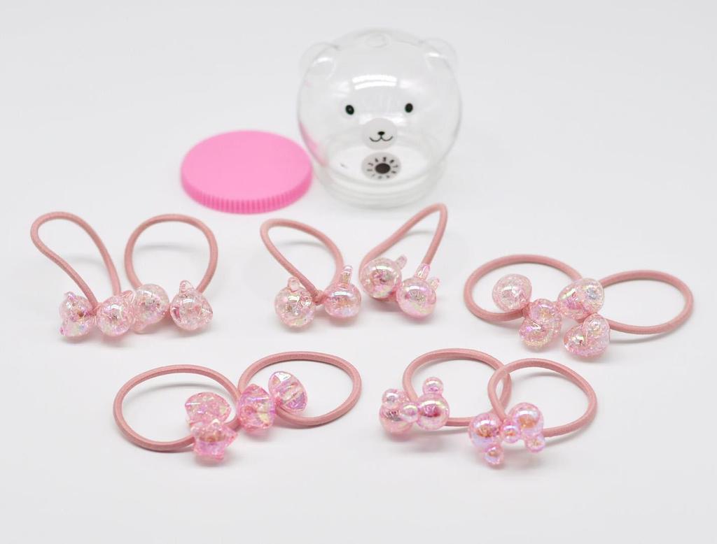 Flashing Bear Hair Ties for Kindergarten Girls - Gentle, Colorful Rubber Bands
