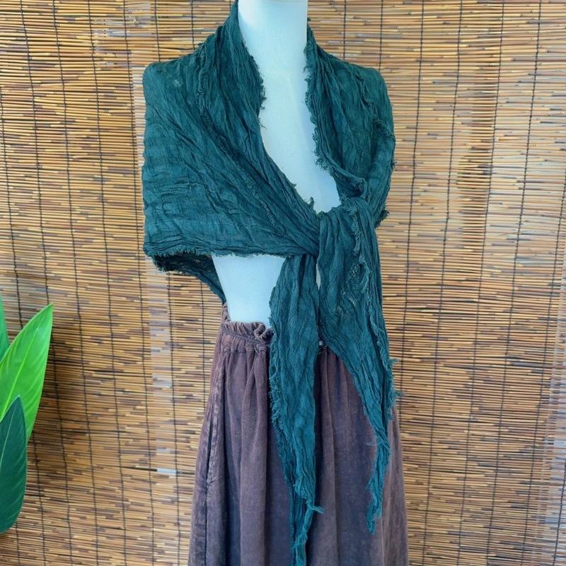 Japanese Style Large Cotton Linen Triangular Scarf Vintage Stole Versatile Artistic Headscarf Hijabs