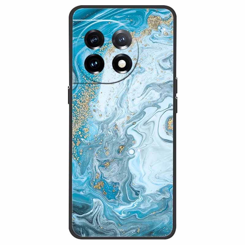 For OnePlus 11 5G Case One Plus 11R Flower Marble Black Bumper Soft TPU Silicone Cover for OnePlus 11 / 11R 5G Phone Cases Capas