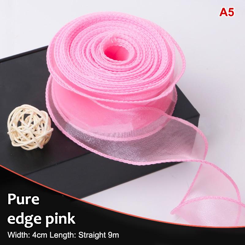 10Yards Organza Solid Color Ribbon 4Cm Wavy Edge Ribbon For For Flower Bouquet Gifts Packaging Party Decorations Diy