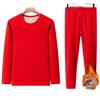 Men's Winter Warm Fleece-Lined Camel Wool Underwear Set - Crew Neck, Quick Heating, for Middle-Aged and Elderly