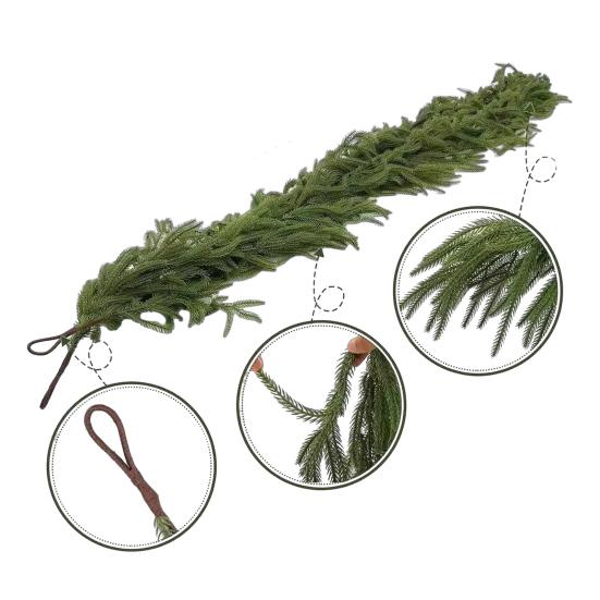 180/270CM Artificial Norfolk Pine Garland Faux Christmas Pine Needle Rattan Mantle Fireplace Porch Indoor Outdoor Hanging Decoration