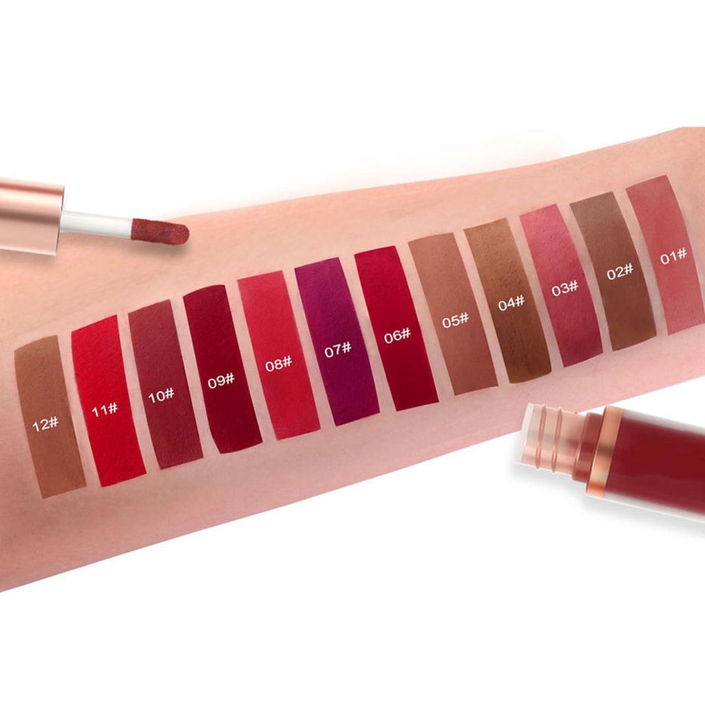 Long Lasting Matte Lip Gloss, Velvet Finish Waterproof Lipstick for Women, Rich Pigment Non-Stick Wear for Holidays and Daily Use