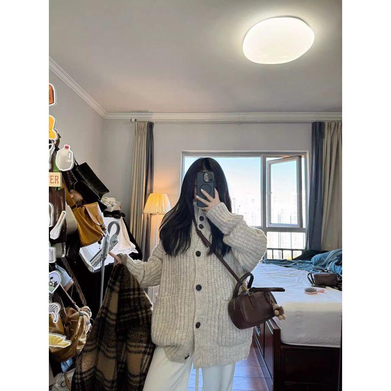 

Korean Style Turtleneck Women s Coat Soft Glutinous Knitting Tup Cardigan Oatmeal L [Suggested 52.50 kg-57.50 kg]]