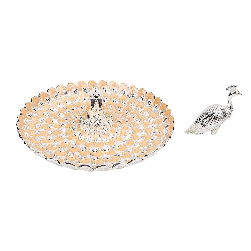 Peacock Fruit Tray Zinc Alloy Metal Peacock Plate for Bread Snacks Cakes   Candies
