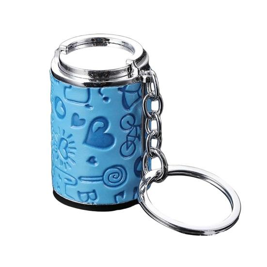 Keychain Pendant, Embossed Imitation Leather Key Ring with Metal Edging, Mini Coin Storage Keychain, Backpack Hanging Charm небесно-голубой