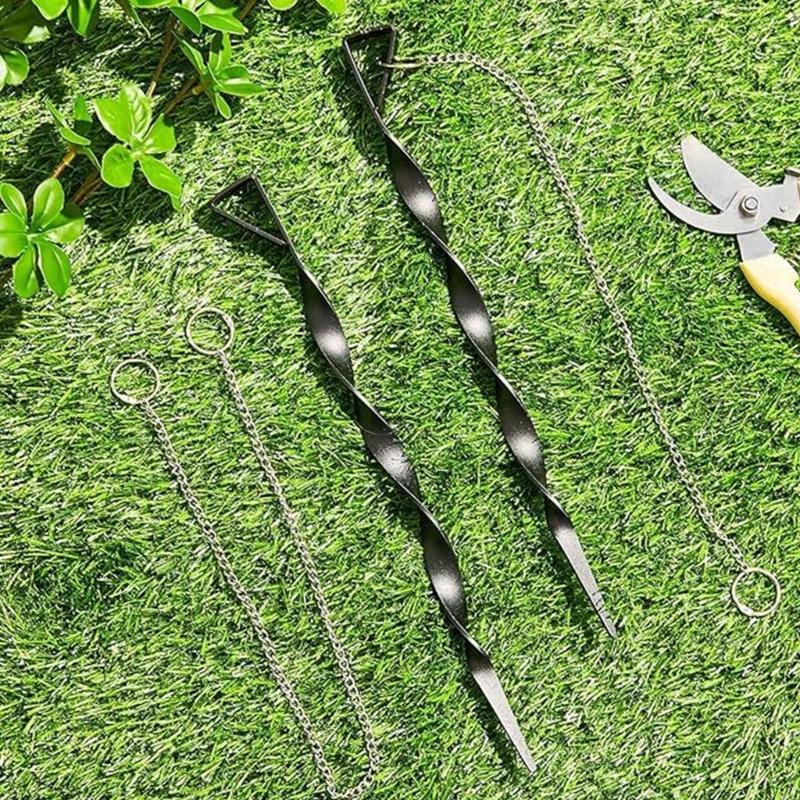 Windbeständige Gartenverankerungsstäbe Spikes Schwere Eisenmaterialien Spiralspitzendesign Regenkettenhalterung 2 Stück