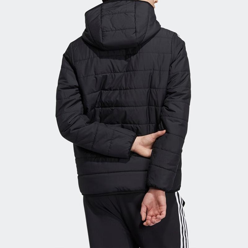 Adidas Neo Three Stripe Sports Casual Hooded Cotton Jacket Winter Men Jacket Black H14197