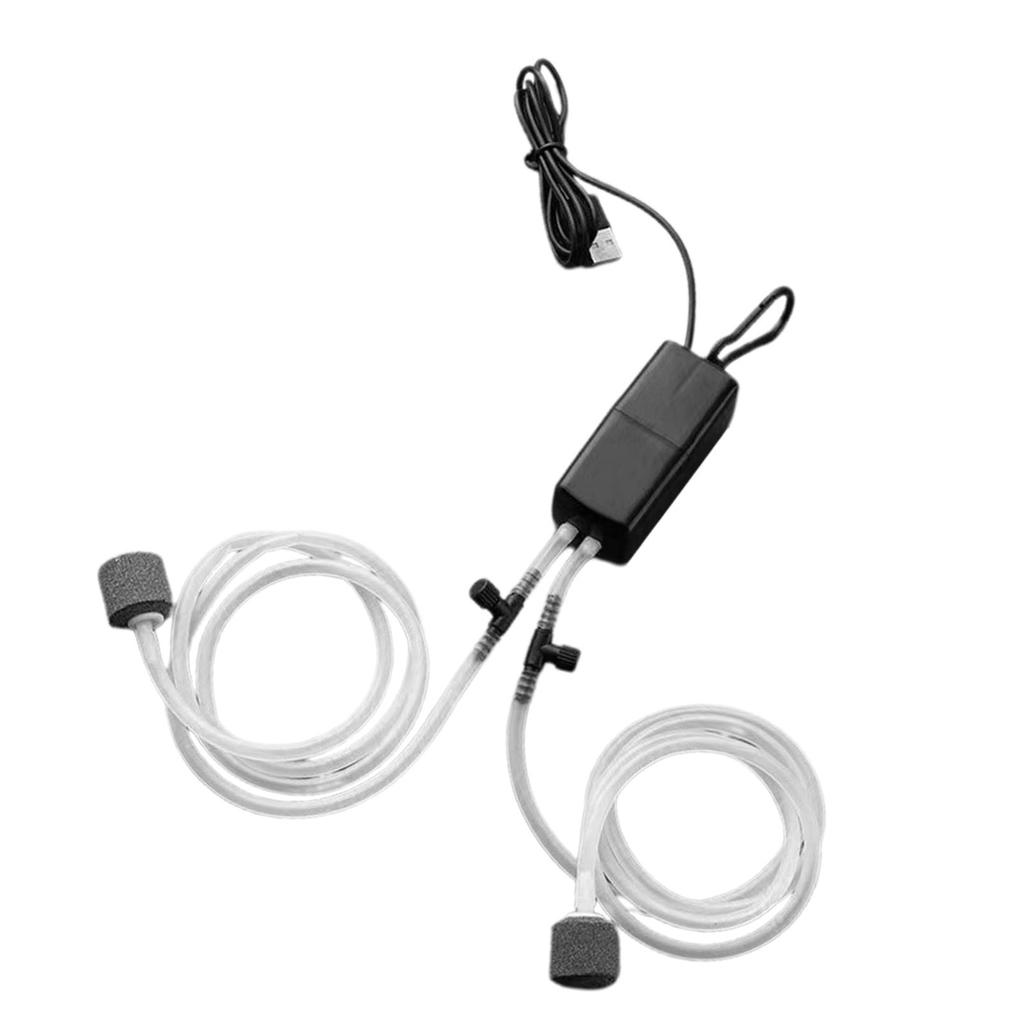 Pompa Ossigeno USB per Pesci Portatile Silenziosa Doppia Uscita Pompa Ossigeno per Pesca Acquario Domestico