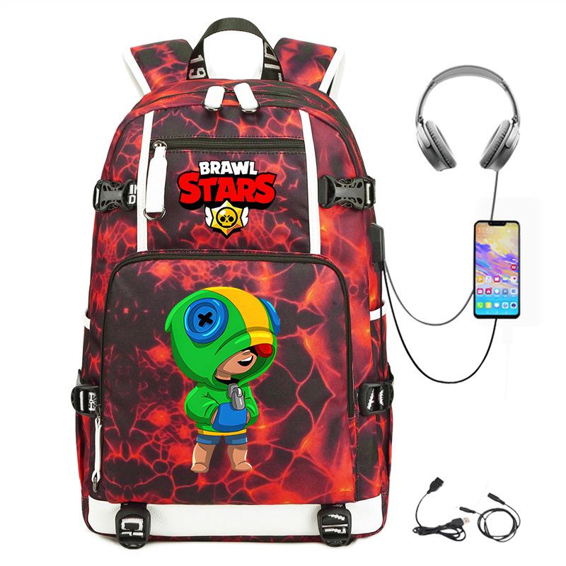Mochila Periférica Brawl Stars Com Usb Mochila de Estudante para Viagem ao Ar Livre Mochila de Montanhismo de Grande Capacidade