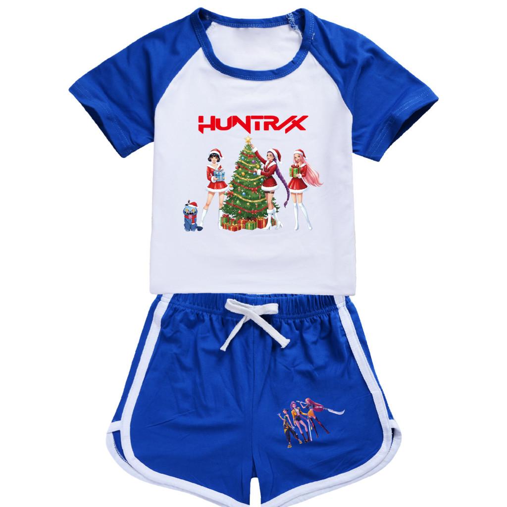 5085 Kids Girls Christmas POP Rumi Zoey Mira Print T-shirt Shorts Sport Tracksuit Clothes Set