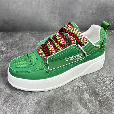 Klobige Sneaker Übergröße 45 Herren Board Schuhe Mode Casual Mikrofaserleder Mesh Atmungsaktiv Höhe Erhöht Plateau Schuhe