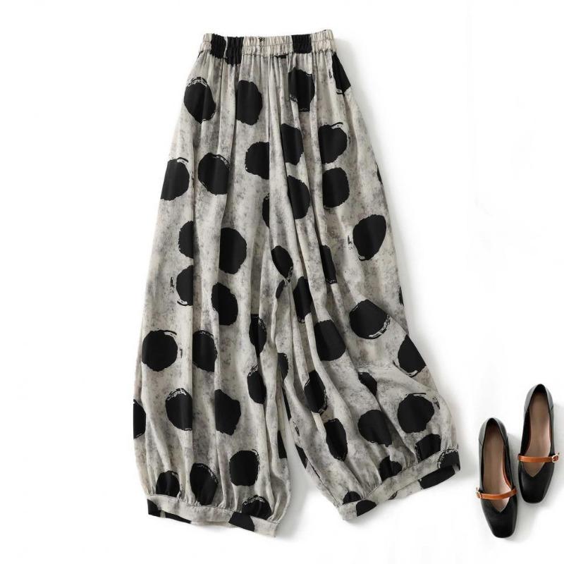 Spring and Summer Silk Cropped Pants for Women