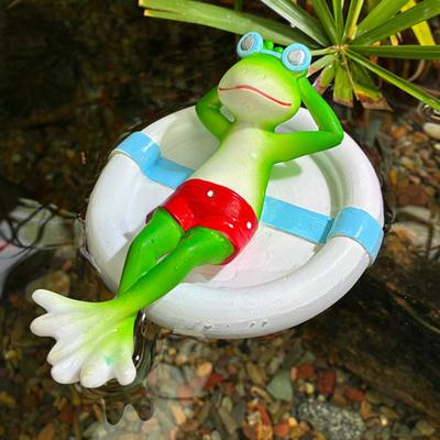 Yousheng Floating Swim Ring Frog Figurine Sleeping Frog Statue Sculpture Outdoor Garden Yard Fishpond Aquarium Decoration Ornament