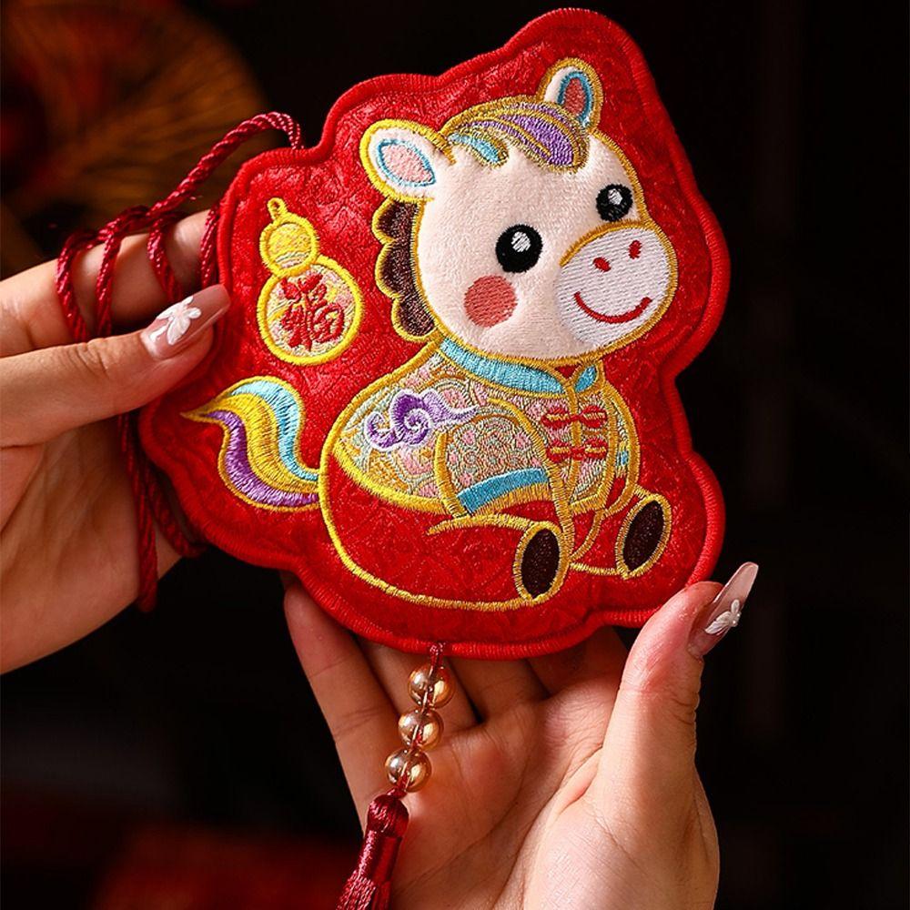 Čínský styl 2026 Šťastný sáček Výšivka Znamení zvěrokruhu Kůň Ozdoby Červené obálky Domácí dekorace