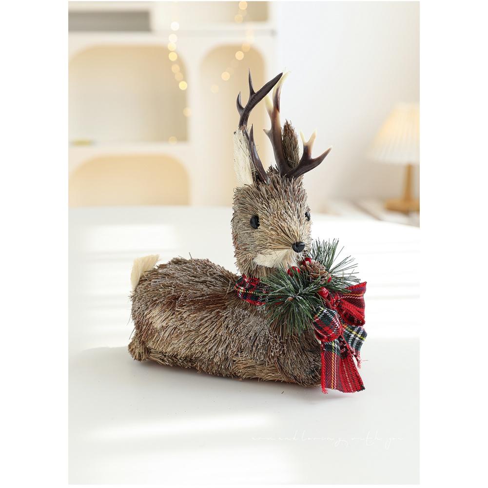 1PC Decorative Pendant Moose Plush Toy Foam Christmas Elk Plush Doll Window Display Tabletop Decor Scandinavian Style 7 Option