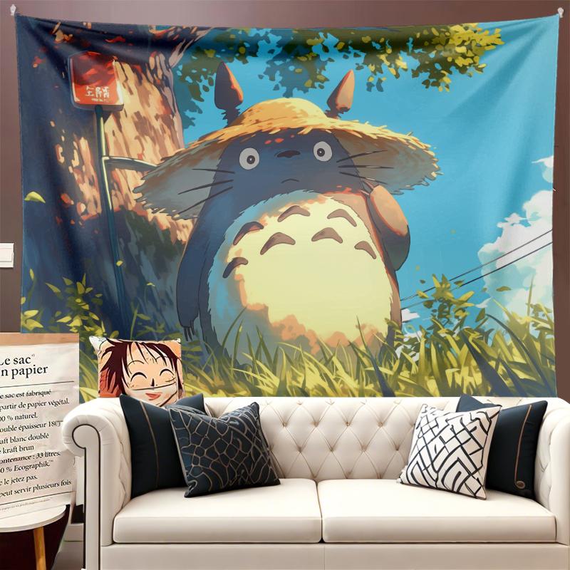Totoro Miyazaki Hayao Cartoon Healing Anime Background Cloth Hanging Cloth Ins Bedroom Dormitory Living Room Decoration Tapestry 100X70CM