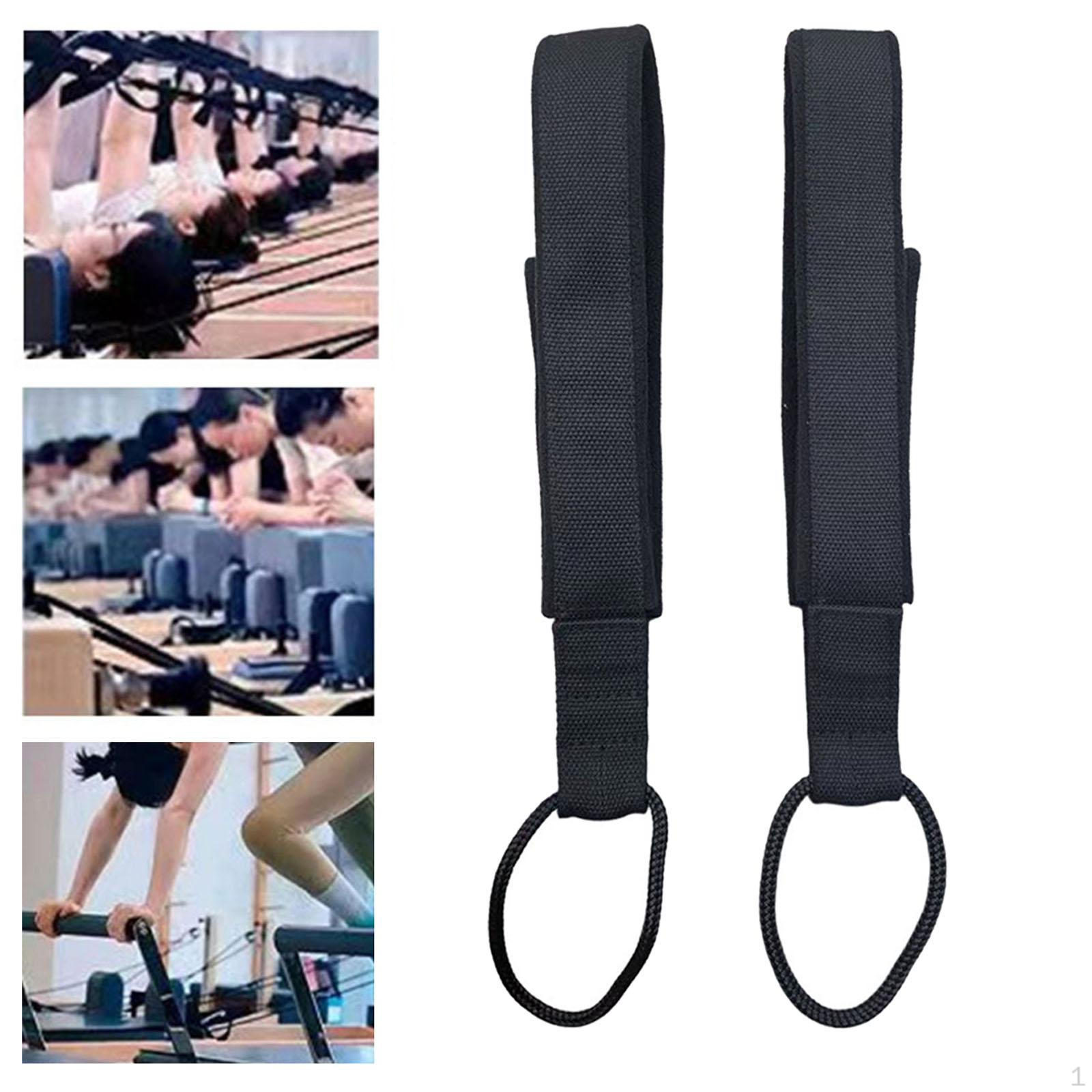 2 Pieces Pilates Double Loop Straps for Reformer Exercise Equipment Gym Comfortable Grip чёрный