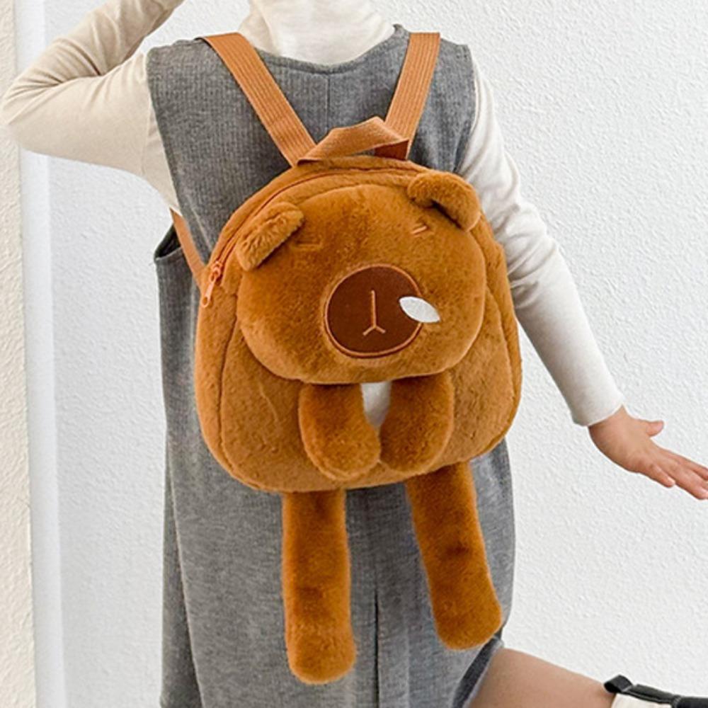 Animal Capybara Plush Backpack Long Leg Cute Shoulder Bag Brown Capybara Plush Bag School