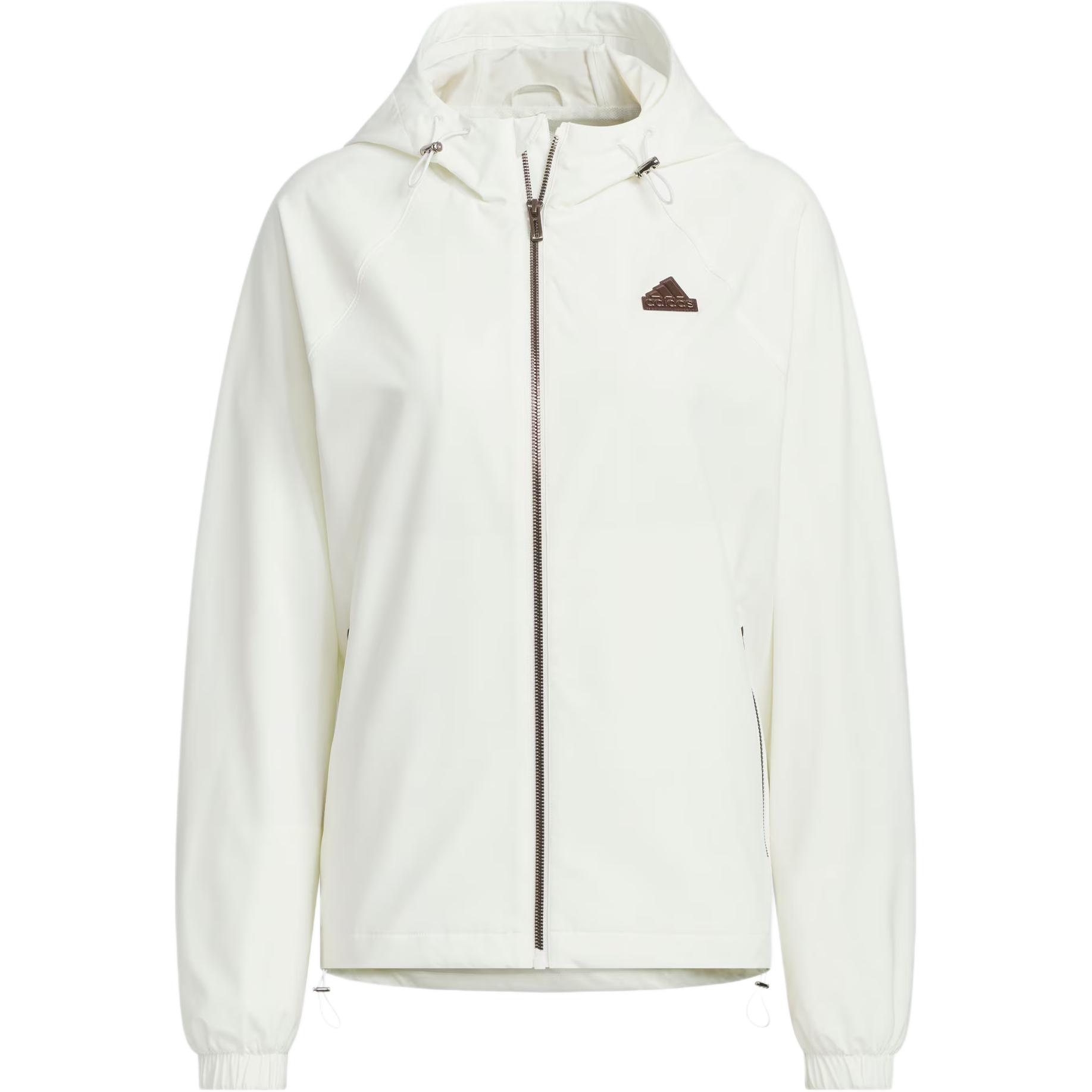 Adidas Tech Woven Loose Fit Zip Hoodie Jacket Women White JJ1127 XL