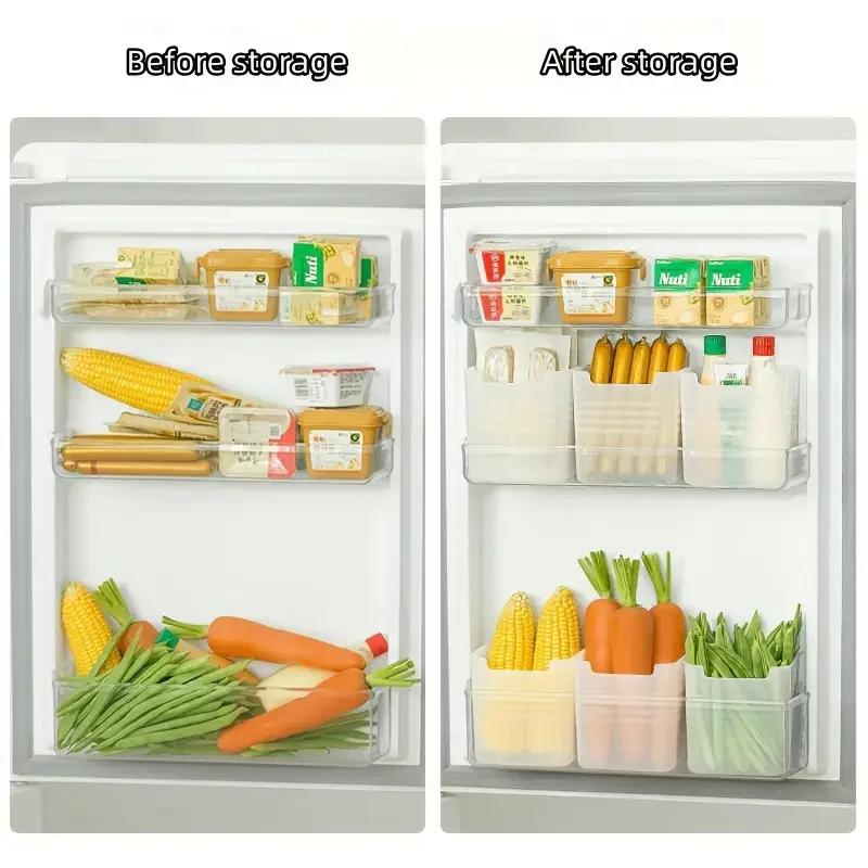 3/5/8Pcs BPA-Free Clear Refrigerator Storage Box Space-Saving Kitchen Organization Food Sorting Boxes for Fridge Door & Counter